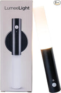 Motion Sensor Night Lights, Magnet Body Hallway Rechargeable LED Wireless Wall Sconces, Portable Decor Battery Powered Indoor Torch Lighting for Bedroom (Black 2PCS)