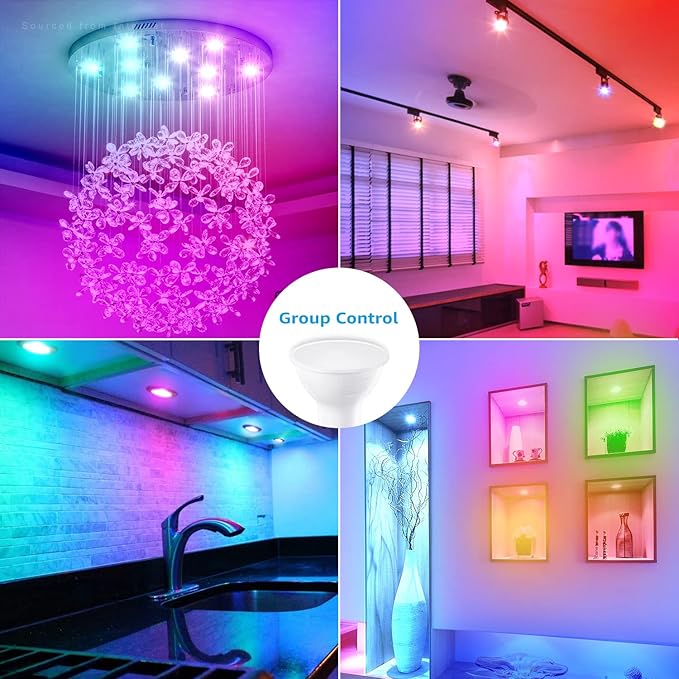TORCHSTAR GU10 WiFi Smart Spotlight Bulbs, 2000K-5000K RGB LED Color Changing Light, Compatible with Alexa Google Home & Smart Life, 5W 40W Equivalent, Dimmable, No Hub Required