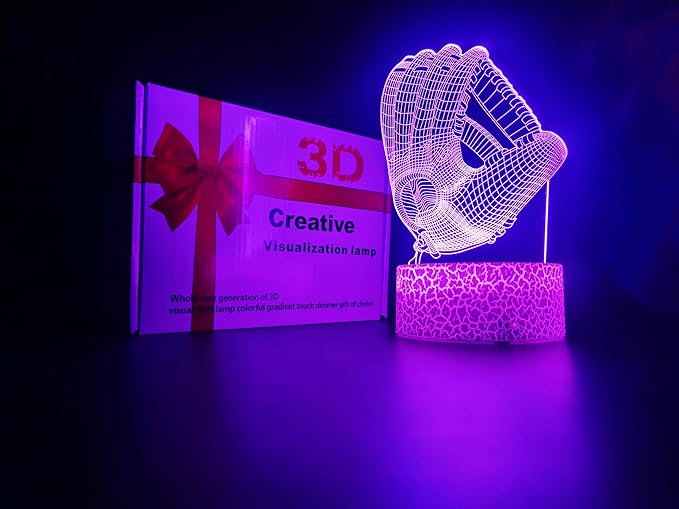 3D Baseball Night Light - 4 Patterns Hologram Illusion Lamp With Remote Control/Smart Touch, 16 Colors Changing, Room Decor, Gift for Boys Girls (Style 9)