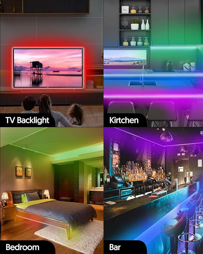 Smart TV LED Backlights, 9.8ft WiFi Strip Lights Compatible with Alexa, Google Assistant, Remote, Music Sync 16 Million RGB Colors, Avatar Controls for 46-60 inch TVs
