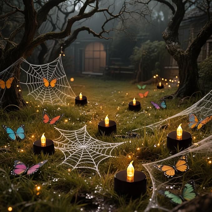 Tea Lights Battery Operated Candles LED Tea Lights Flameless Candles 200+ Hours Flickering Fake Tealights for Halloween, Christmas Aniversary Home Table Decor(Black, 100 Pack)