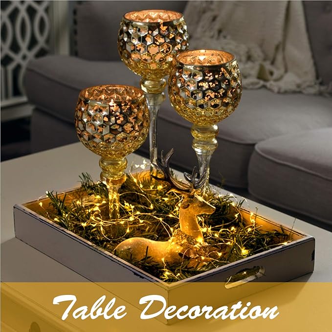 OakHaomie 6-Pack 7Ft Starry String Light No Remote Fairy String Lights 20 Micro Starry LEDs On Copper Wire CR2032 Batteries Included,DIY Wedding Centerpiece,Party,Christmas Table Decor (Amber)