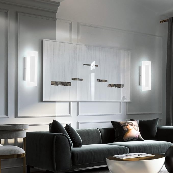 LMQNINE Modern LED Acrylic Wall Sconce Warm White Light Chrome 6000K for Bedroom Corridor Stairs Bathroom Indoor Lighting Fixture Lamps Home Room Decor (2-Pack)…