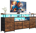 BTHFST 12 Drawers TV Stand Dresser for 65/70 inch TV, Entertainment Center with LED Lights & Power Outlets, 63" Large LED TV Stand, TV Console for Bedroom