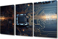Chip Wall Art for Bedroom 3 Panels Computer Processors CPU Concept Canvas Painting Circuit Board Pictures Wall Art for Living Room Contemporary Home Decor Stretched on Wooden Frame (36" Wx24 H)