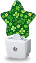Energy Efficient Nightlights Plug in Wall, Green Shamrock Night Light for Kids Bedroom Decorative, Clover Leaf Dusk-to-Dawn Sensor Sleep Friendly Lamp for Nursery Bathroom Basement