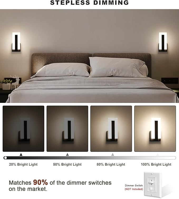 Modern Wall Sconces Set of Two, Led Wall Light 7w Dimmable Light Hardwired Acrylic Wall Light Lighting, Suitable for Living Room Corridor Bedside (Warm White 3000K 2Pack)