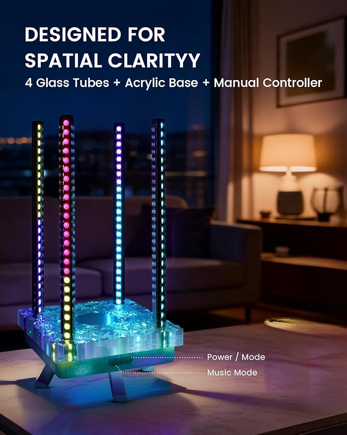 Music Sync RGB Ambient Light, App Controlled & Sound Reactive Audio Visual Lighting for Gaming Desk, Party & Desk Setup (Orange)