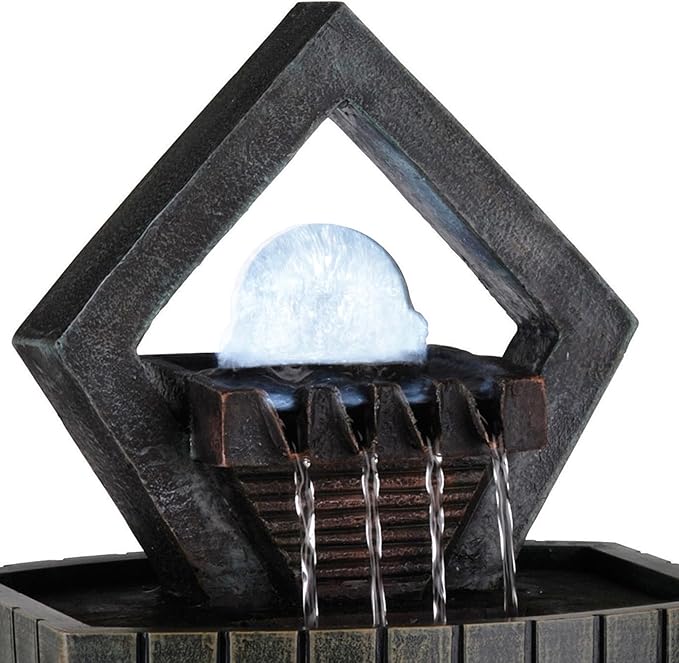 Kaimei Indoor Zen Fountain with LED Lights - 9.5 Inch Meditation Decor