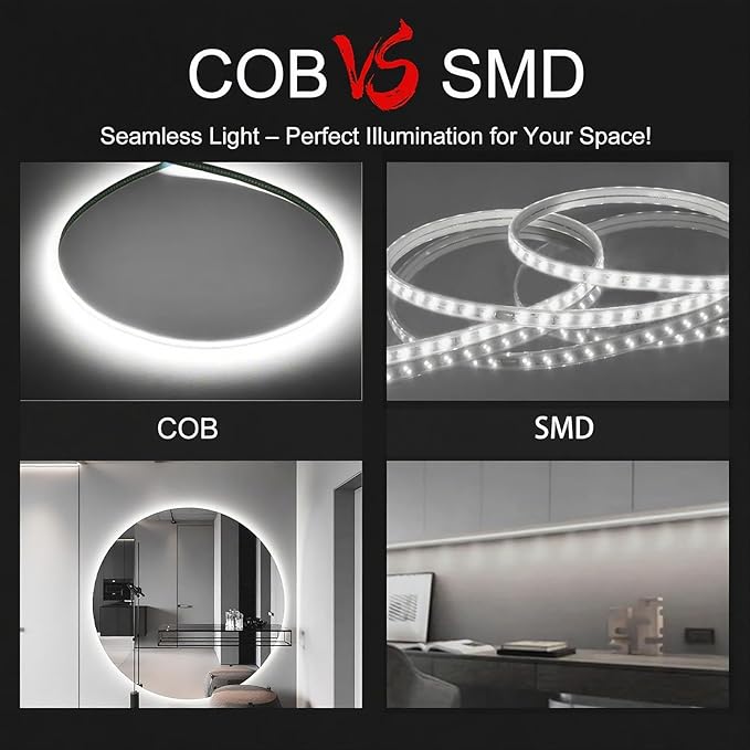 COB LED Strip Lights, 16.4ft LED Lights for Bedroom, Dimmable Strip Lights, White LED Lights Strip, High Bright Lights for TV, Cabinet, Kitchen, DIY Lighting