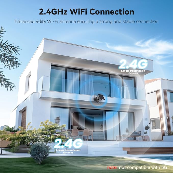 Solar Security Camera Wireless Outdoor, 2K Color Night Vision, 360°View Outdoor Camera Wireless, Instant Alerts, Remote, 2.4GHz Wi-Fi, 4pack