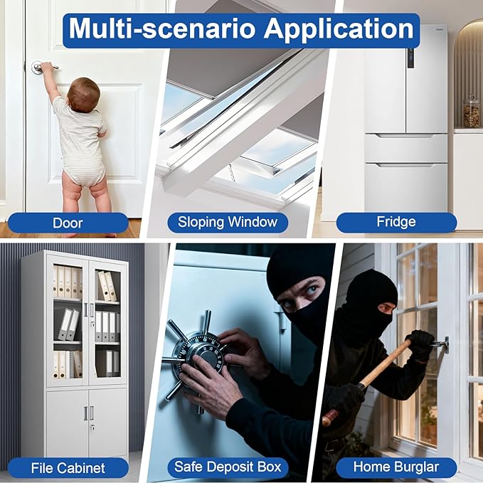 WiFi Door Window Alarm, Smart Contact Sensor with APP Alerts & Sound Light Alarm, DIY Home Security System for House, Apartment, Office (Battery Not Included)