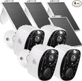 4PC Wireless Solar Outdoor Security Camera, 2.4/5G WiFi Outdoor Camera Wireless with Solar Panels,2K Color Night Vision, IP65 Waterproof, AI Motion Detection, 2 Way Talk, IP65, SD/Cloud,Works w/Alexa