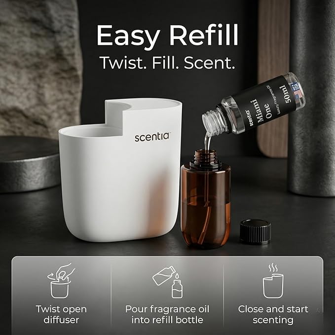 Home Scent Diffuser Starter Kit |Plug in Waterless Aroma Diffuser for Essential Oils for Home, Office, Spa | Covers up to 500 Sq. Ft. | White | 20 ml Oil Included - Christmas