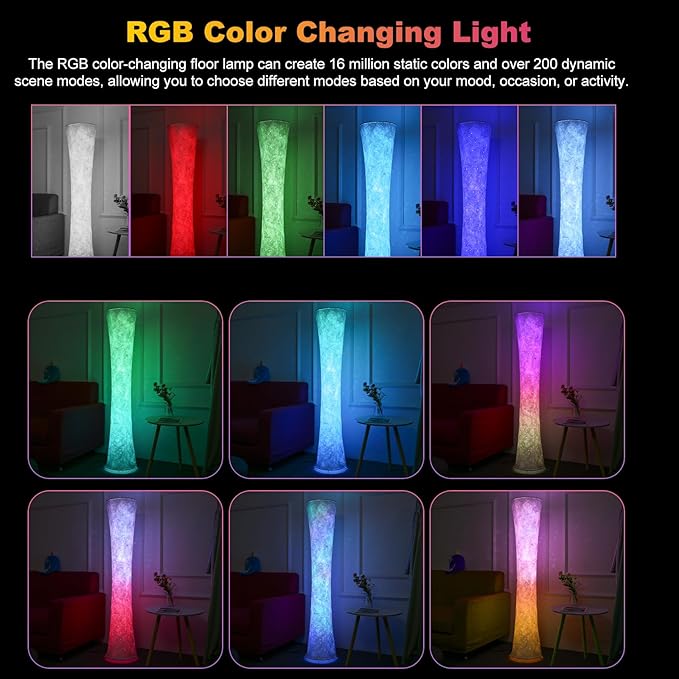 Smart LED Floor Lamp,RGB Color Changing 63" Standing Lamp with Music Sync, Ambient Lighting,APP & Remote & Voice Control, Modern Corner Light for Living Room, Bedroom,Game Room