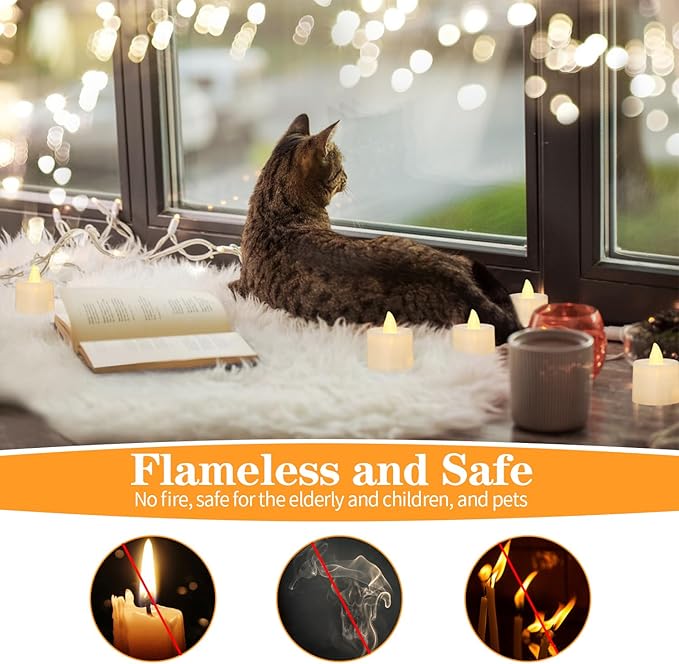 KOABY 50 Pack Flameless Votive Candles, Last 8H+, Warm White Light, No Timer No Flickering