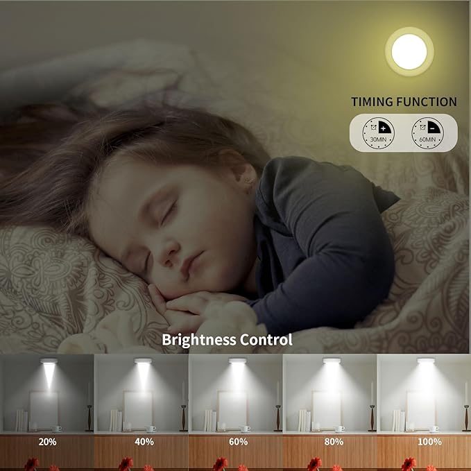 LED Puck Lights with Remote Control,Wireless Under Cabinet Lighting Battery Operated, Dimmable Timing Function Push Lights for Kitchen Cabinets, Christmas, Bedrooms (6 Packs)