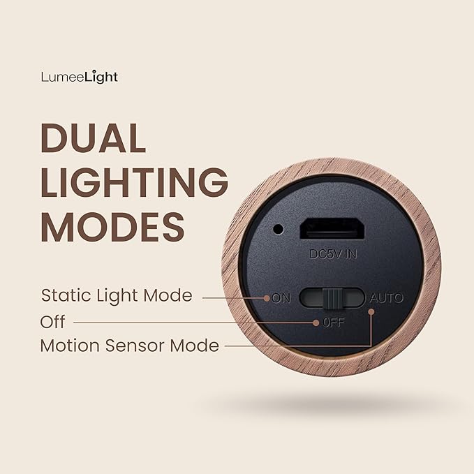 Motion Sensor Night Lights, Magnet Body Hallway Rechargeable LED Wireless Wall Sconces, Portable Decor Battery Powered Indoor Torch Lighting for Bedroom (Walnut 2PCS)