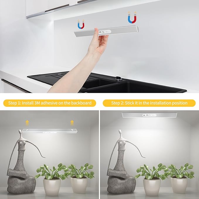 Closet Lights Motion Sensored with Eye-Protection Design, Rechargeable LED Wardrobe Lighting with Remote and Magnetic,120 LED 4000 mAh Cabinet Light Battery Operated for Pantry Wardrobe, 24inch