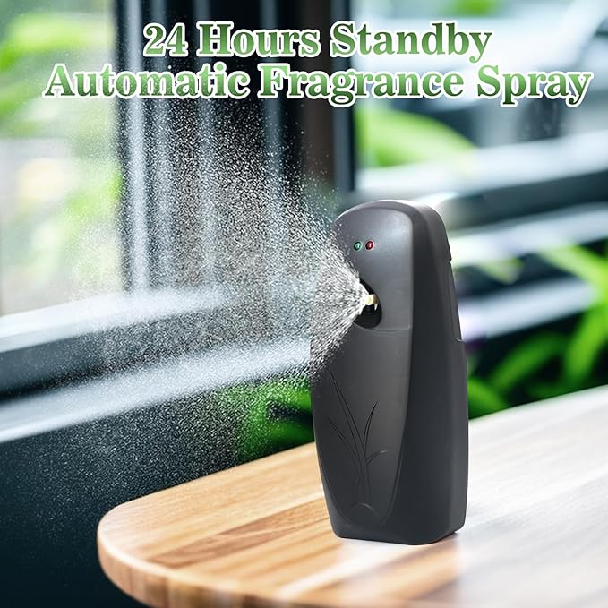 Automatic Air Freshener Dispenser 2-Pack,Histely Auto Air Freshener Spray Dispenser Wall Mounted or Free Standing Battery Powered w/Interval Spray Setting for Commercial & Home Use,No Drilling(Black)