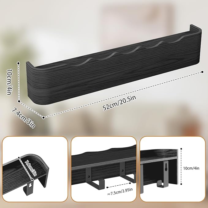 Coat Rack Wall Mount Entryway Organizer Modern Key Holder Wall Mount with Wooden Shelf Entryway Hooks for Bedroom Kitchen Hallway Bathroom for Hanging Coats Hats Dog Leashes Bags Towels