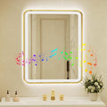 32x40 Inch Gold Framed LED Bathroom Mirror with Lights, Built-in Bluetooth Speaker,Tempered Glass,Dimmable Lighted Bathroom Vanity Mirror with 3 Colors, Backlit + Frontlit, Memory, Anti-Fog