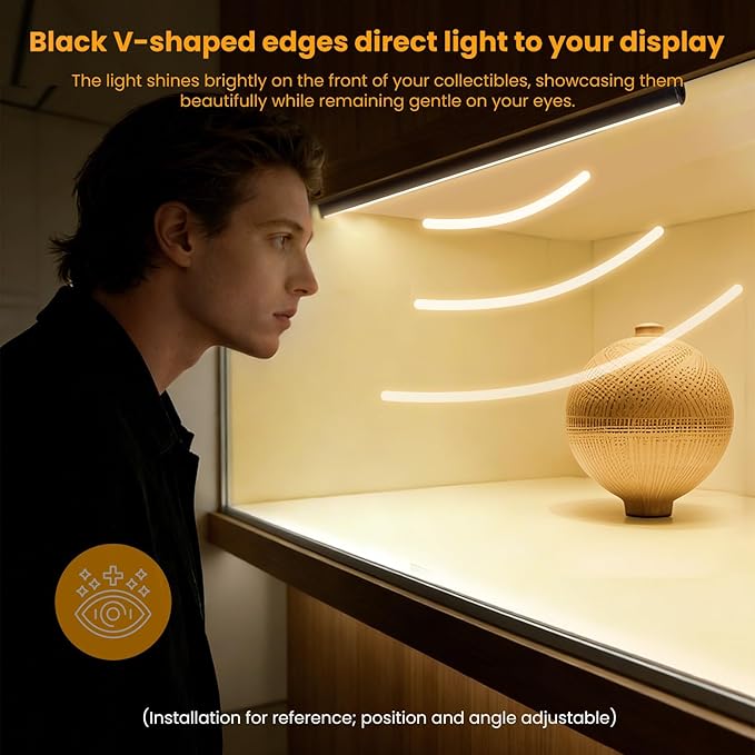 Black Shelf Lights, LED Bookcase Lighting Compatible with Alexa, WiFi Dimmable 2700K Under Shelf Lighting for Bookshelf, Display Case, Cabinets with App, Remote, Memory Function (4Pack 12In)