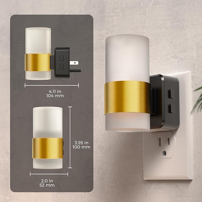 L LOHAS LED Night Light,Night Lights Plug into Wall,Dusk to Dawn Sensor,3000K Soft White,Brightness Adjustable,180°Rotating Acrylic Nightlight for Adults Bathroom Bedroom