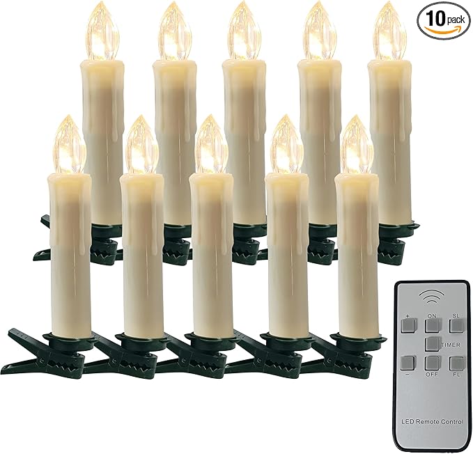 Short Candlesticks LED Taper Candles, 4inches Battery Chandelier Remote LED Candle Sticks Flameless Candlesticks Timer Tapered Candles with Clip for Hotels Bars Churches Harry Potter Party