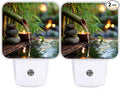 Bamboo Night Lights Plug Into Wall, Zen Natural Stones Water None Green Smart Outlet Plug in Led Night Light Lamp for Living Room Family Room Bedroom Decor 2pcs