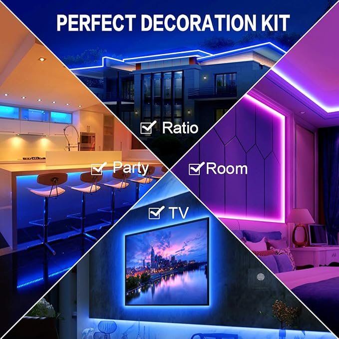 L8star LED Strip Lights, 5M/16.4ft Flexible Strip Light SMD 5050 RGB with Bluetooth Controller Changing Tape Lights kit with LED Sync to Music for TV,Bedroom,Kitchen Under Counter, Under Bed Lighting