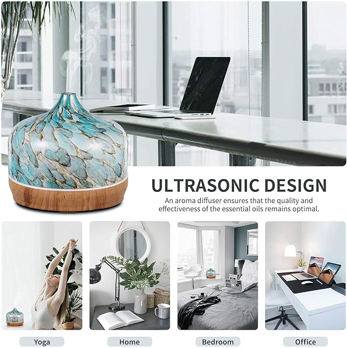 Porseme Giant+Blue Giant Essential Oil Diffuser 3D Glass Aromatherapy Ultrasonic Humidifier Cool Mist, Auto Shut-Off,Timer Setting, BPA Freefor Home Office Hotel Yoga Gym Leisure SPA Gift