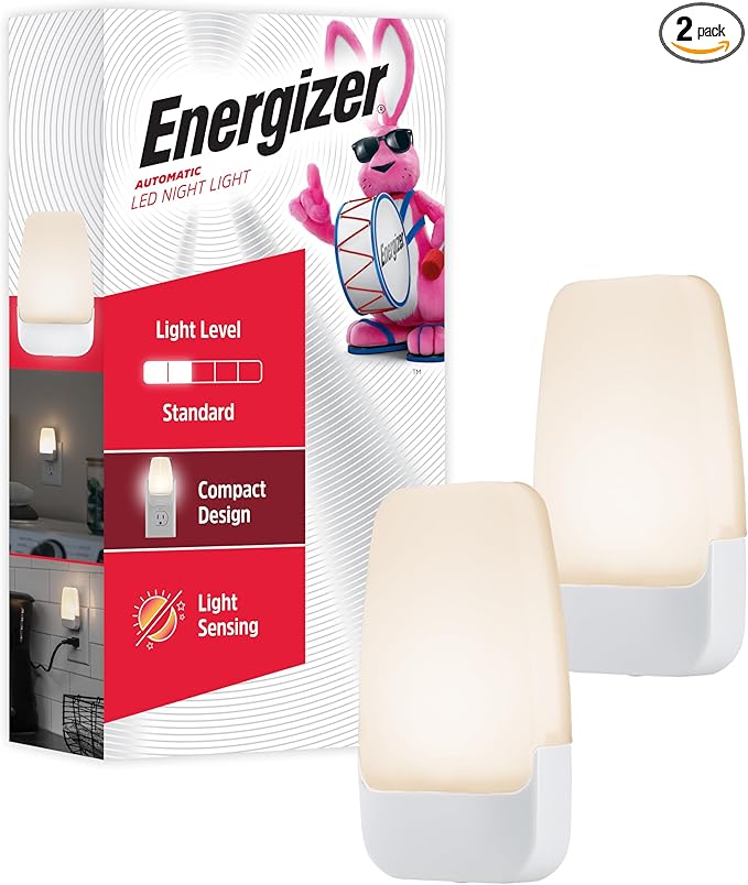 Energizer LED Night Lights Plug Into Wall Dusk to Dawn Sensor Home Decor Apartment Essentials Ambient Lighting Warm White Nightlight 81565 2 Pack