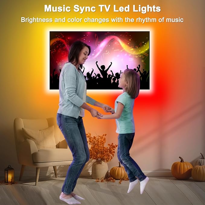 Daymeet RGB 9.84ft LED Strip Lights for 32-43in TV, Dreamcolor Music Sync TV Backlight Color Changing, APP Remote Control for Home Gaming Room & Xmas Decor