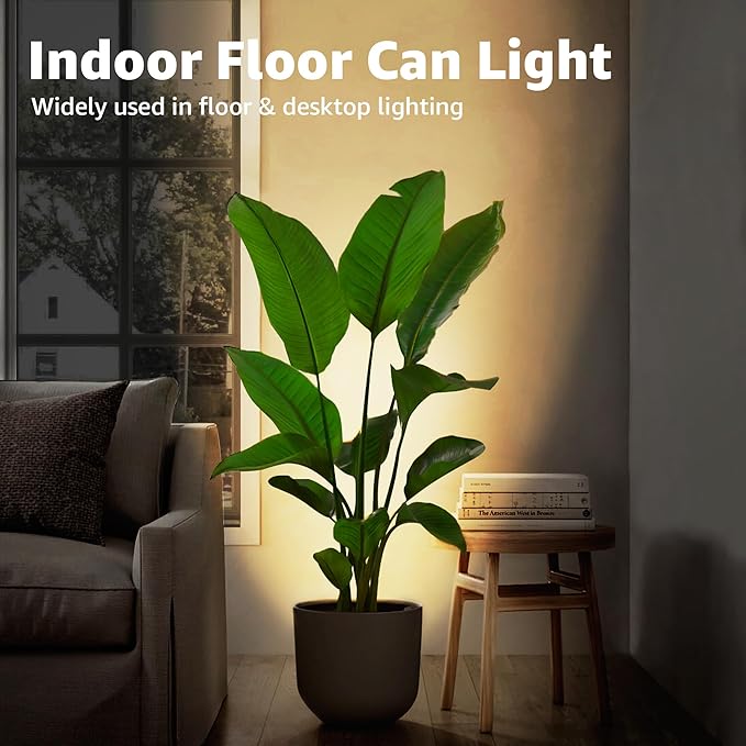 SUNVIE 4 Pack Up Lights Indoor Floor Can Light 5W Uplighting Uplights Indoor with 2700K GU10 Bulbs, Uplight for Home Plant Floor Spotlight with 5.9 FT UL Listed Plug Cord &Foot Switch