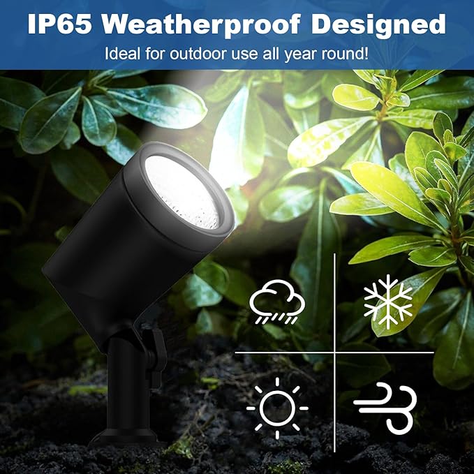 ZYAN Die-Cast Aluminum Landscape Spotlights, 6W 600LM 2700K Warm White, Low Voltage IP65 Waterproof Outdoor Landscape Lighting for Patio Garden Yard Path, 8 Pack