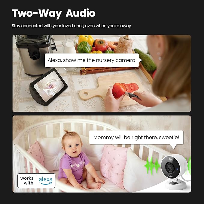 2K Security Camera Indoor/Outdoor, Pet Camera, Baby Monitor, Magnetic Mount, AI Detection, Color Night Vision, SD & Cloud Storage, Compatible with Alexa, 10FT Extra-Long Cable