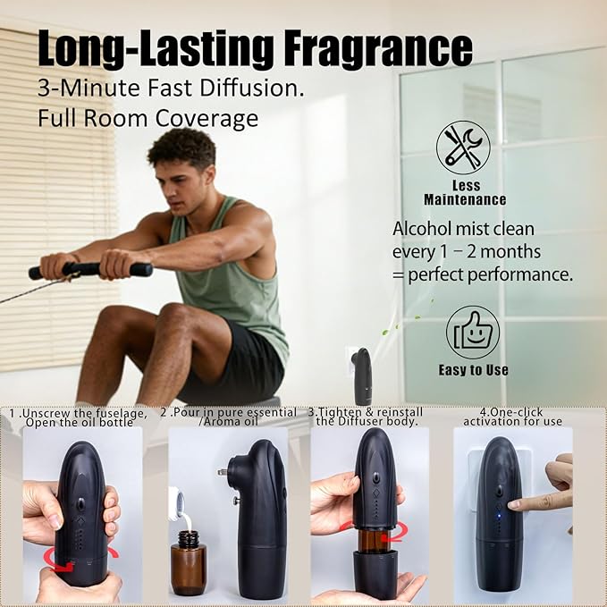 Waterless Diffuser with Bluetooth App for Home Large Room - Plug in Diffusers for Essential Oils Covers 500 Sq.Ft White