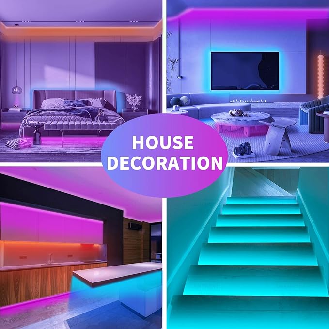 KSIPZE LED Lights, RGB LED Lights for Bedroom, Smart APP Control LED Strip Lights, Music Sync, DIY Multiple Colors, Flexible Color Changing LED Strip Lighting for Home Room Decor (99FT)