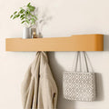 Coat Rack Wall Mount Entryway Organizer Modern Key Holder Wall Mount with Wooden Shelf Entryway Hooks for Bedroom Kitchen Hallway Bathroom for Hanging Coats Hats Dog Leashes Bags Towels