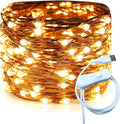 RUICHEN 20 Ft 120 LED USB Fairy String Lights with On/Off Switch, Waterproof Copper Wire Lights for Bedroom Wall Ceiling Wreath Crafts Christmas Wedding Party, Warm White