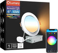 Lumary Smart Gimbal Recessed Lighting 6 Inch, 355°+20° Adjustable RGBWW WiFi Ceiling Light, Compatible with Alexa Google, Canless LED Downlight with J-Box, 13W 1000LM CRI90, 1PC