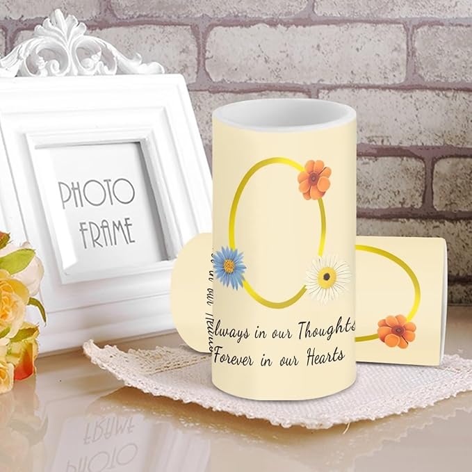 Personalized LED Memorial Candle for Loss of Loved One 2 Pack 6 x 3 inch Flameless Candles Biege Battery Operated Candles with Multicolor Timer Remote Control Flameless LED Fake Candles