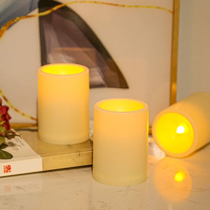 Flameless Realistic Led Candle With Remote Control, Battery Operated Flickering Candle With Timer For Indoor & Outdoor Decoration,3x4inches,6 Pack