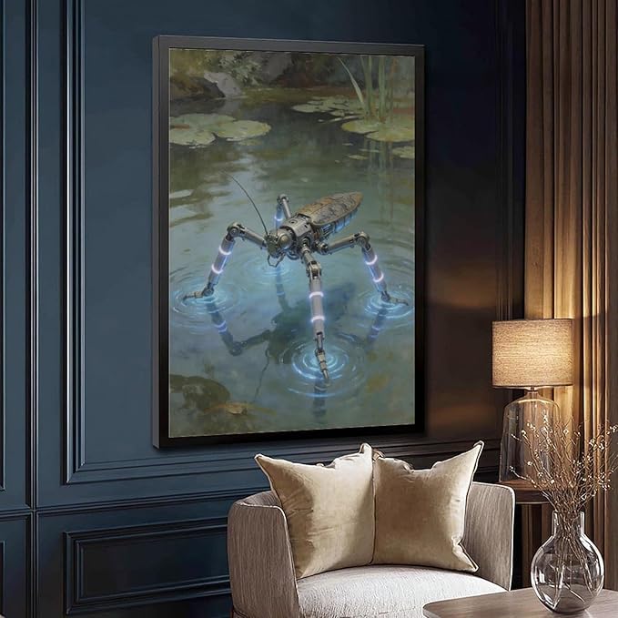 Framed Modern Sci Fi Wall Art for Living Room And Studio Futuristic Minimalist Decor 16x24in