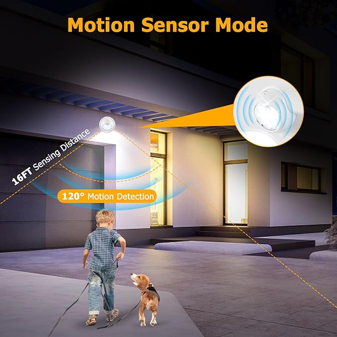 LemonBest Motion Sensor Outdoor Lights - Outdoor Motion Sensor Light Battery Operated Wireless Spotlight Motion Detector Security Light Auto On Off for Porch Stair Hallway Garage Wall Shed (1 Pack)