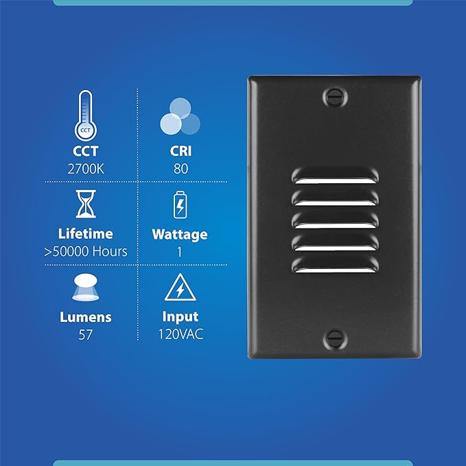 STP2 Vertical Louvered Black LED Step Light with Photocell (STP2L120VBKPC)
