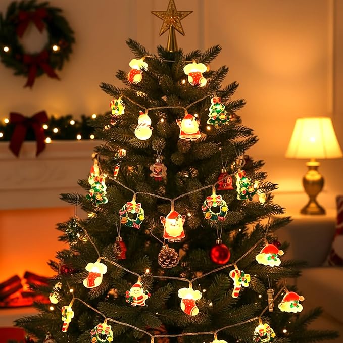 Christmas String Lights,10FT 20LED New Year Lights USB & Battery Operated (Not Included) 2026 Cute Christmas Fairy Lights, 2 Flashing Modes for Christmas Tree Decor Indoor Outdoor,Home,Party,Wedding