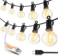 Outdoor String Patio Lights, 150FT 75 LED Patio Lights Waterproof, Connectable Shatterproof Hanging Outside String Light for Backyard, Porch, Deck, Balcony, Garden, House Decor, 2200K