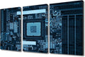 TUMOVO 3 Panels Technology Wall Decor Modern GPU Card with Circuit and Colorful Lights Office Decor CPU Concept Pictures Black and White Wall Art Posters and Prints Framed Ready to Hang(24" Wx36 H)